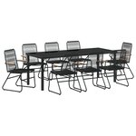 vidaXL Ensemble de salle à manger de jardin 9 pièces Noir Rattan PVC