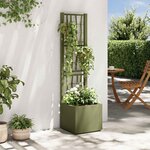 vidaXL Bac à fleurs avec Treillis Vert 36 x 36 x 140 cm PP