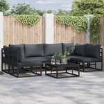 vidaXL Ensemble de canapé de jardin 6 Pièces Noir 283 x 141.5 x 71 cm