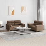 vidaXL Ensemble de canapés 2 Pièces avec coussins marron tissu