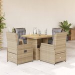 vidaXL Ensemble à manger de jardin avec coussins 5Pièces Beige poly rotin