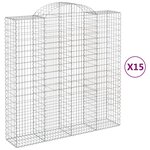 vidaXL Paniers à gabions arqués 15 Pièces 200x50x200/220 cm Fer galvanisé