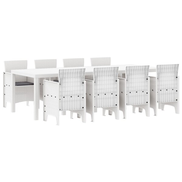 vidaXL Ensemble de salle à manger de jardin 9 pièces avec coussins gris clair en poly rotin