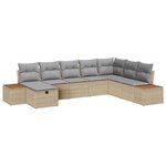 Ensemble de canapé de jardin 8 pièces avec coussins Rattan poly beige