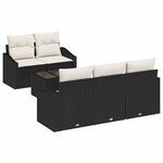 vidaXL Ensemble de canapé de jardin 6 Pièces Noir  Crème 55 x 55 x 37 cm