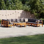 vidaXL Salon de jardin avec coussins 9 Pièces bois massif d'acacia