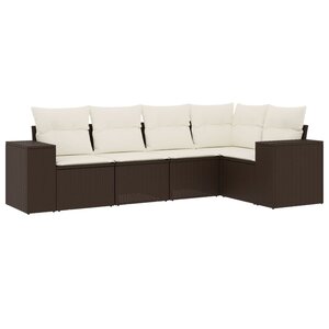 vidaXL Salon de jardin avec coussins 5 Pièces marron résine tressée