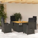 vidaXL Ensemble à manger de jardin coussins 5Pièces Noir Résine tressée