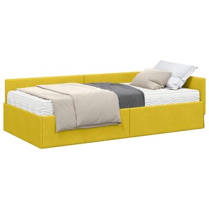 vidaXL Cadre de lit d'angle avec matelas 2 pc Jaune 80 x 200 cm