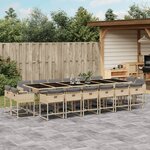 vidaXL Ensemble à manger de jardin et coussins 17 Pièces mélange beige