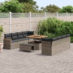 vidaXL Ensemble de canapé de jardin 11 Pièces Gris polyrotin
