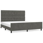 vidaXL Cadre de lit sans matelas gris foncé velours