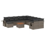 vidaXL Salon de jardin avec coussins 12 Pièces gris résine tressée