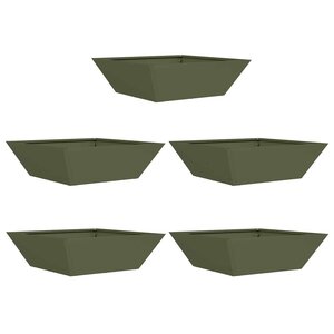 vidaXL Cache-pot de jardin 5 Pièces Vert olive 50 x 50 x 15 cm