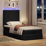 vidaXL Cadre de lit ottoman avec matelas noir 100x200cm tissu