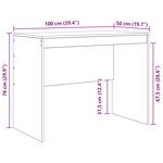 vidaXL Bureau d'écriture Blanc Panneau de particules 100 x 50 x 76 cm