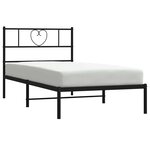 vidaXL Cadre de lit métal sans matelas avec tête de lit noir 100x200cm