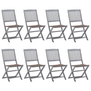 vidaXL Chaises pliables d'extérieur lot de 8 et coussins Bois d'acacia