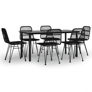 vidaXL Ensemble à manger de jardin 7 Pièces Noir Résine tressée