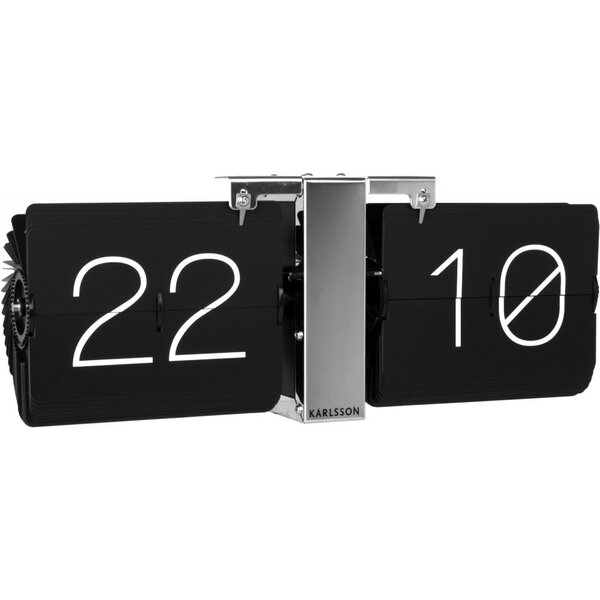 Horloge moderne bicolore flip no case noir et chrome