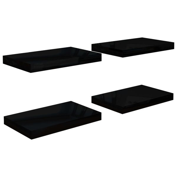 vidaXL Étagère murale flottante 4 Pièces Noir brillant 40x23x3 8 cm MDF