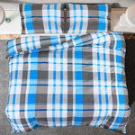 vidaXL Ensemble de housse de couette Bleu et gris 220x240 cm Coton