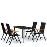 vidaXL Ensemble à manger de jardin 5 Pièces Noir