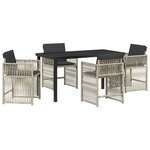 vidaXL Ensemble de salle à manger de jardin 5 pièces avec coussins Gris clair Poly Rattan