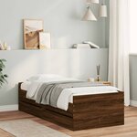 vidaXL Cadre de lit avec tiroirs sans matelas chêne marron 100x200 cm