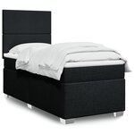vidaXL Sommier à lattes de lit avec matelas Noir 90x190 cm Tissu