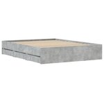 vidaXL Cadre de lit et tiroirs gris béton 140x190 cm bois d'ingénierie