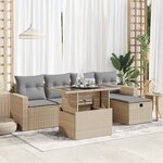 vidaXL Salon de jardin avec coussins 6 Pièces beige résine tressée