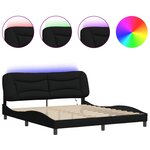 vidaXL Cadre de lit avec LED sans matelas Hvar noir 180x200 cm tissu