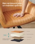 Chaise salle à manger fauteuil pivotant velours rembourrée avec accoudoirs charge 120 kg pieds acier pour salle à manger cuisine marron 12_0004967