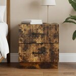 vidaXL Cabinet de chevet avec tiroir Chêne fumé 43 x 34 5 x 44 5 cm