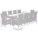vidaXL Ensemble à manger de jardin 11Pièces avec coussins gris poly rotin