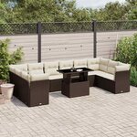 vidaXL Salon de jardin et coussins 11 Pièces marron résine tressée