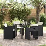 vidaXL Ensemble de salle à manger pour jardin 5 Pièces Noir polyrotin