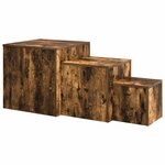 vidaXL Tables d'appoint 3 Pièces Chêne fumé Bois d'ingénierie