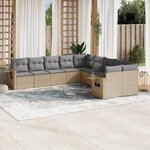 vidaXL Salon de jardin avec coussins 10 Pièces beige résine tressée