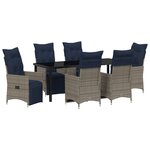 Set de salle à manger de jardin vidaXL 7 pièces avec coussins en rotin poly gris