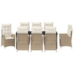 vidaXL Ensemble de jardin de 9 pièces avec coussins - Beige Poly Rattan