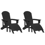 vidaXL Chaises Adirondack avec repose-pieds  2 Pièces  Noir  HDPE