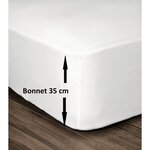 Drap housse 100 Coton 180 x 200 cm - Bonnet 35 cm - Blanc
