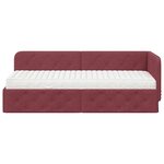 vidaXL Cadre de lit d'angle avec matelas Bordeaux 80 x 200 cm tissu