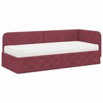 vidaXL Cadre de lit d'angle avec matelas Bordeaux 80 x 200 cm tissu