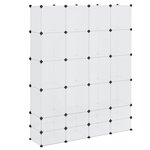 vidaXL Cabinet modulable avec 18 compartiments blanc 37x146x180 5 cm