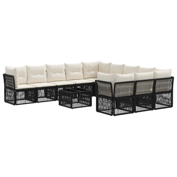 vidaXL Ensemble de canapé de jardin 12 Pièces Noir polyrotin