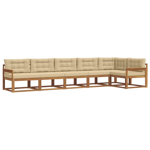 vidaXL Ensemble de canapés d'extérieur 6 pc Naturel et Beige