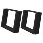 vidaXL Pieds de table basse en U  2 pièces  noir  40 x (30-31) cm  acier